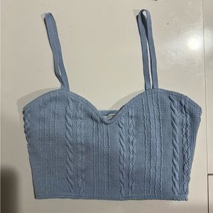New w/o tag. Zara crop top size S in baby blue. Super comfortable and flattering